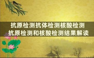 抗原检测抗体检测核酸检测 抗原检测和核酸检测结果解读